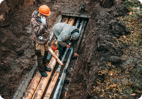Construction trades - construction workers in a construction site